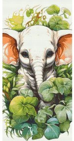 Gario Diamantové maľovanie Sloník v rastlinách Rozmery: 40 x 80 cm, Rámovanie: Iba zrolované plátno, Diamanty: Štvorcové