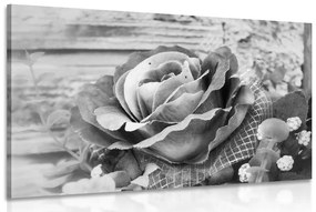 Obraz vintage ruža v čiernobielom prevedení - 120x80