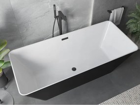 Mexen Velo Slim, voľne stojaca vaňa 170 × 75 cm, biela lesklá, čierny prepad, 52811707500-70