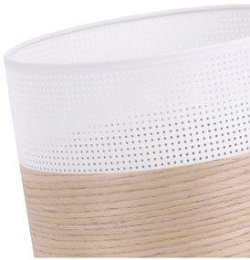 Závesné svietidlo Wood, 1x béžová dubová dýha/biele PVC tienidlo, (fi 20cm)