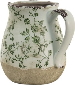 Keramický dekoračný džbán so zelenými kvetmi Jenia M - 16*13*15 cm