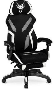 Herná stolička Maximo s podnožkou čierna/biela