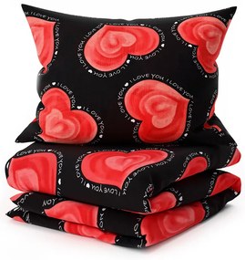 Polybavlnené obliečky na 2 postele VALENTINE, čierne Rozmer obliečky: 2 ks 70 x 90 cm | 2 ks 140 x 200 cm