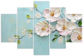 Obraz - Kvietky na modrom pozadí (150x105 cm)