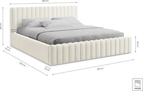 Čalúnená dvojlôžková posteľ s úložným priestorom s roštom 140x200 cm v striebornej farbe Lemi – Makamii