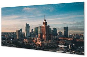 Sklenený obraz Varšava panorama mrakodrapov svitania 120x60 cm