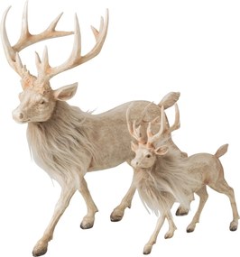 Vianočné dekorácie Jelen Deer s kožúškom svetlo béžový – 39*18*39 cm