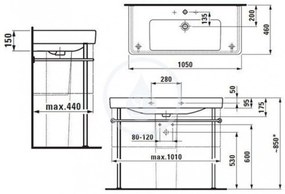 LAUFEN Pro S Umývadlo, 1050 mm x 460 mm, 3 otvory na batériu, s LCC, biela H8139664001081