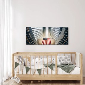 Obraz stavby s vlajkou USA (120x50 cm)