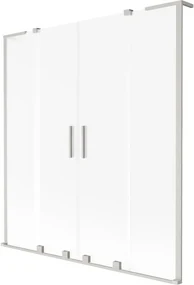 Mexen Velar L Duo, 2-krídlová posuvná vaňová zástena 140 x 150 cm, 8mm sklo námraza, brúsená oceľ, 896-140-003-32-97