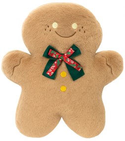 Zamatový dekoratívny vankúš v tvare perníčka GINGERBREAD, béžový