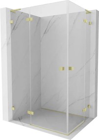 Mexen Lunar, L Duo sklápací sprchový kút 95 x 90 cm, 8mm číre sklo, zlatý matný profil, 834L-095L-090P-55-00