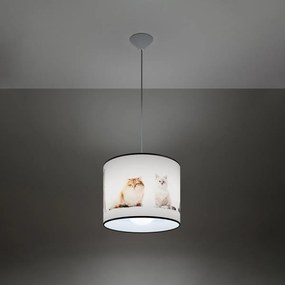 Detské závesné svietidlo Kitty, 1x plastové tienidlo so vzorom, (fi 30 cm)