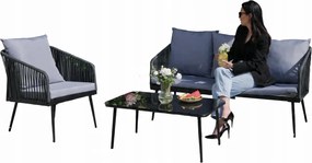 CH Antracitová súprava záhradného nábytku z tkaného lana