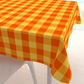 Biante Bavlnený štvorcový obrus Olivia OL-003 Oranžovo-žltá kocka veľká 140x140 cm