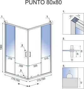 Štvorcový sprchovací kút REA PUNTO 80x80 cm, čierna/transparent + vanička Savoy čierna