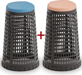 Plastový odpadkový kôš na 120 l vrecia 1+1 ZADARMO čierny, modrá + červená