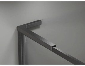 Mexen, Mexen Kioto-F L sprchová stena s rámom 95 x 202 cm, priehľadná 8 mm, pištoľovo sivá kartáčovaná - 800-095-174-66-00