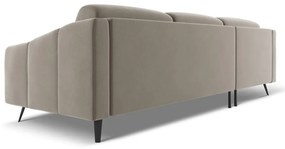 Béžová zamatová rohová pohovka (ľavý roh) Nalu – Makamii