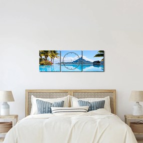 Obraz - Bora-Bora, Francúzska Polynézia (s hodinami) (90x30 cm)