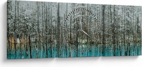 Obraz - Tyrkysový rybník, Biei, Japonsko (s hodinami) (90x30 cm)