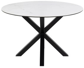 Jídelní kulatý stůl Heaven 120 cm bílý mramor/černý