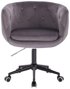 LuxuryForm DESIGN Kreslo MONTANA VELUR na čiernej podstave s kolieskami - šedé