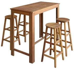 Súprava barového stola a stoličiek, 5 ks masívne akáciové drevo