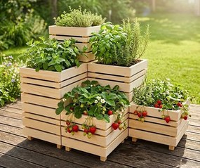 AMADEA Drevený dizajnový obal s kvetináčom, 33,6x33,6x28cm