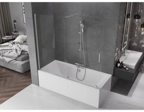 Mexen Velar, 2-krídlová posuvná vaňová zástena 180 x 150 cm, 8mm číre sklo, brúsená oceľ, 896-180-000-01-97