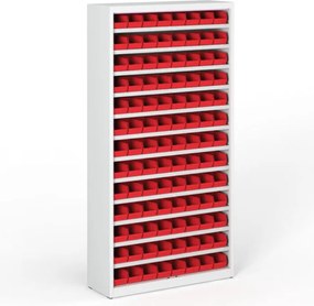 Regál s plastovými boxmi BASIC so zadnou stenou - 1800 x 400 x 920 mm, 104x box A