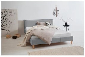 Sivá čalúnená dvojlôžková posteľ s roštom 200x200 cm Tina – Ropez
