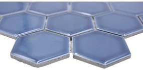 Keramická mozaika HX530 šesťuholník uni modrozelená lesklá