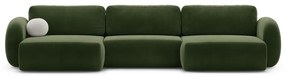 Zelená zamatová rozkladacia/s úložným priestorom rohová pohovka (do tvaru "U") Tonale – Cosmopolitan Design