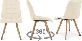 Jedálenská stolička CIEZA 360 zamatová, svetlobéžová / hnedé nohy