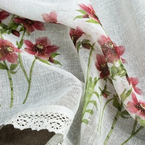 Dekorstudio Kuchynská záclonka ISA zdobená kvetinovou potlačou a čipkou 150 x 60 cm