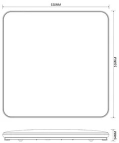 Stropné svietidlo LED štvorcové 50W chróm OMAR 53 cm