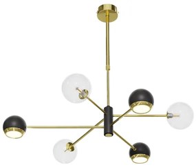 Jupiter 1967 - Luster na tyči MOKA 3xGU10/10W/230V + 3xG9/10W/230V zlatá/čierna/číra