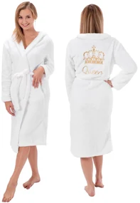 Dekorstudio Dámsky vyšívaný župan s nádpisom Queen White Varianta: L/XL