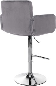 Barová stolička Los Angeles - zamat, chróm rám - tmavo šedá