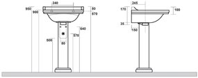 Kerasan Kerasan, WALDORF univerzálny keramický stĺp k umývadlam 60,80cm, čierna matná, 417031