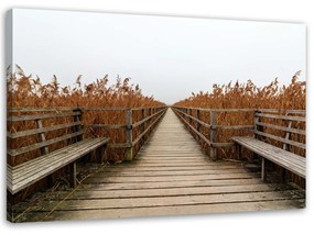 Obraz na plátně Most u jezera - 90x60 cm
