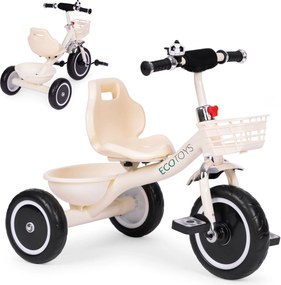 Detský trojkolový bicykel ECOTOYS od 12 mesiacov – EVA kolesá, košík, zvonček