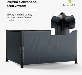 Blumfeldt Pantheon Cortina pergola 3x4 m, odolná voči poveternostným vplyvom, hliník, prášková farba, rolety