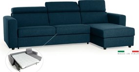 Rohová sedacia súprava na každodenné spanie TAVOLA rozkladacia, tm. modrá (penelope 27), 140