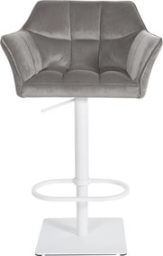 Barová stolička Damaso W - zamat, biely rám - Sivá