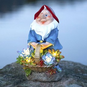 Solárna LED lampa Gnomy, Kvetinový košík