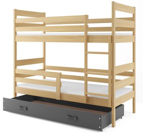 Poschodová posteľ 80 x 190 cm Eril B (borovica + grafit) (s roštami, matracmi a úl. priestorom). Vlastná spoľahlivá doprava až k Vám domov. 1056566