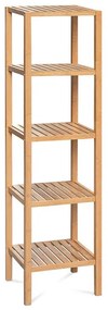 Regál, 5 políc, masív bambus, prírodný odtieň, nosnosť 15 kg - DR-011-3