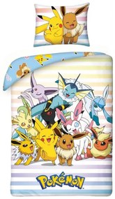 Halantex Bavlnené obliečky 140x200 + 70x90 cm - Pokémoni - Pikachu a Eevee